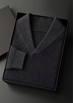 PREMIUM CASHMERE RIBBED V-NECK SWEATER