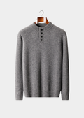 PURE CASHMERE LIGHT GRAY BUTTON SWEATER