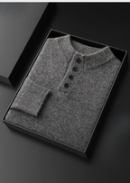 PURE CASHMERE LIGHT GRAY BUTTON SWEATER