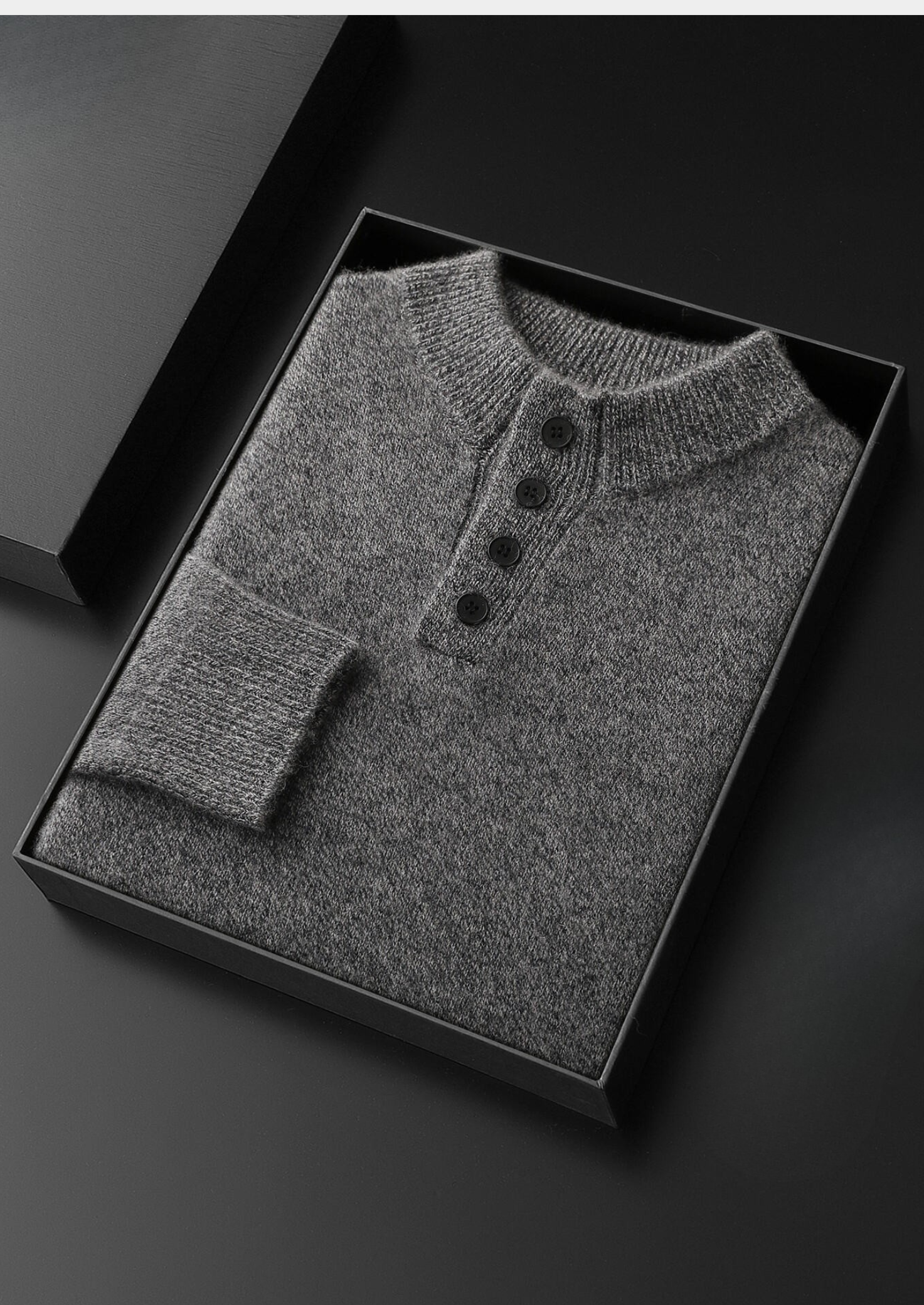 PURE CASHMERE LIGHT GRAY BUTTON SWEATER