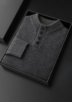 PURE CASHMERE DARK GRAY BUTTON SWEATER