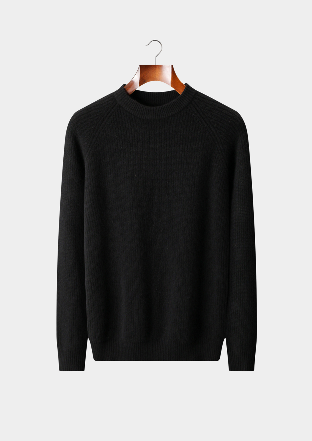 PURE EXTRA-FINE MERINO WOOL RIBBED RAGLAN CREWNECK