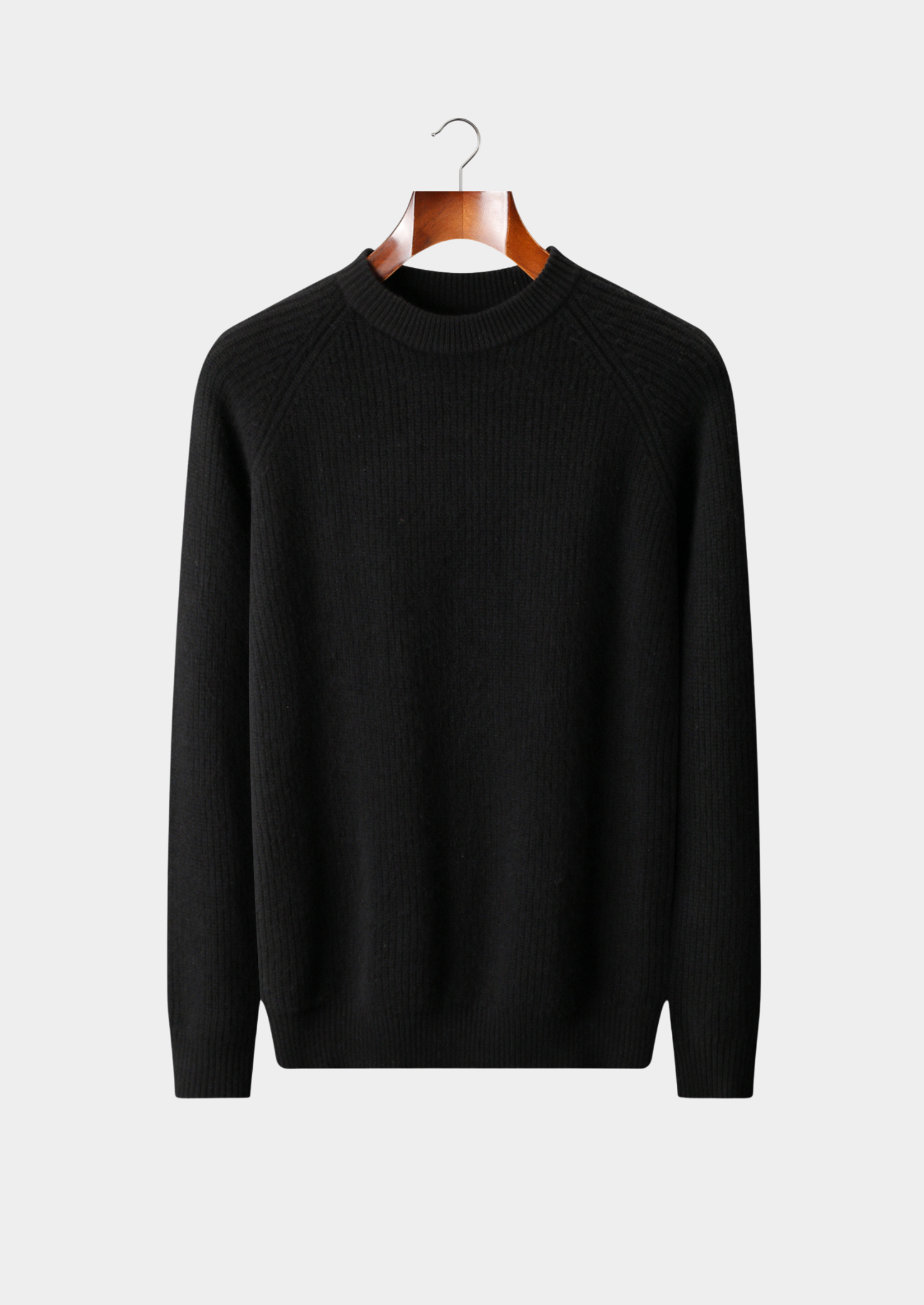 PURE EXTRA-FINE MERINO WOOL RIBBED RAGLAN CREWNECK