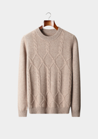 PURE EXTRA-FINE MERINO WOOL CABLE CREWNECK