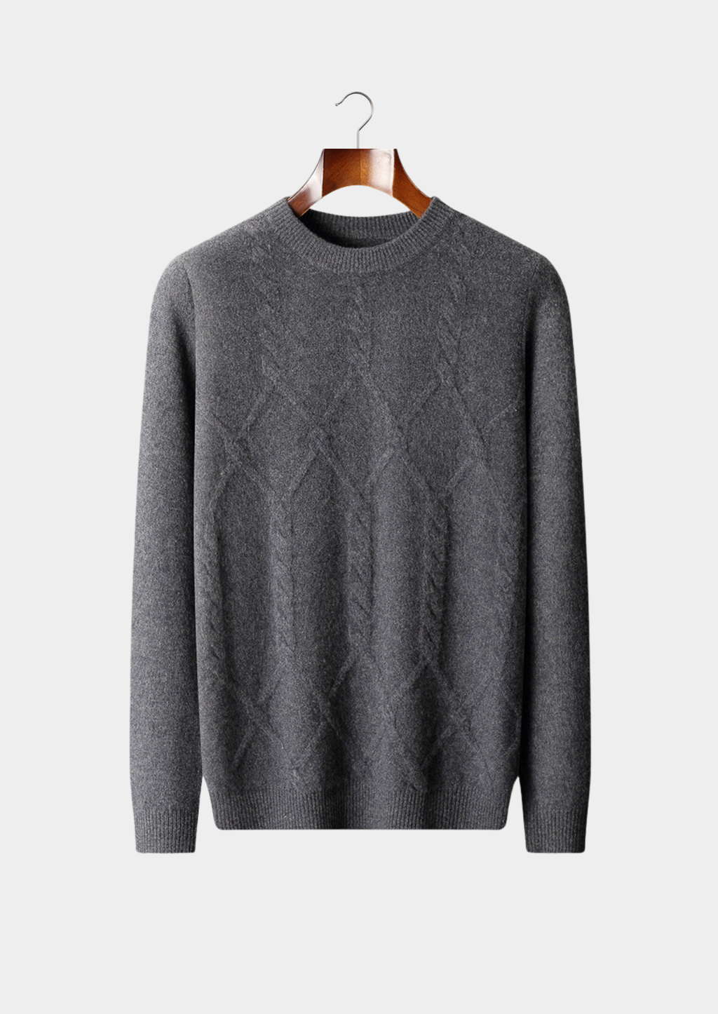 PURE EXTRA-FINE MERINO WOOL CABLE CREWNECK