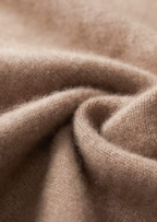 PURE CASHMERE BEIGE FUNNEL NECK CARDIGAN