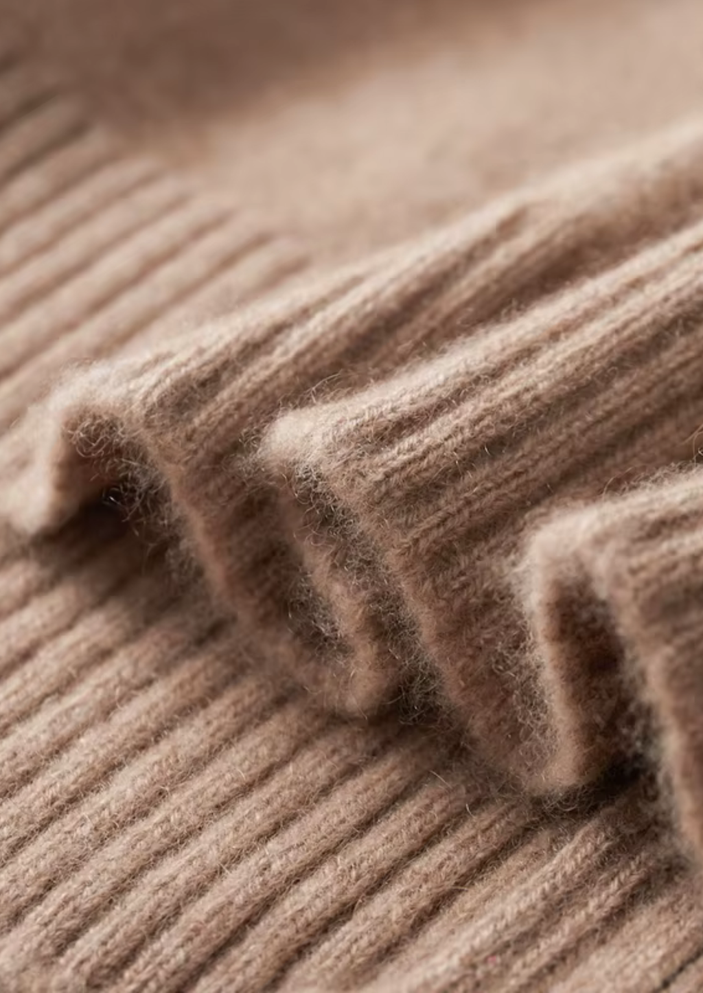 PURE CASHMERE BEIGE FUNNEL NECK CARDIGAN