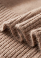 PURE CASHMERE BEIGE FUNNEL NECK CARDIGAN