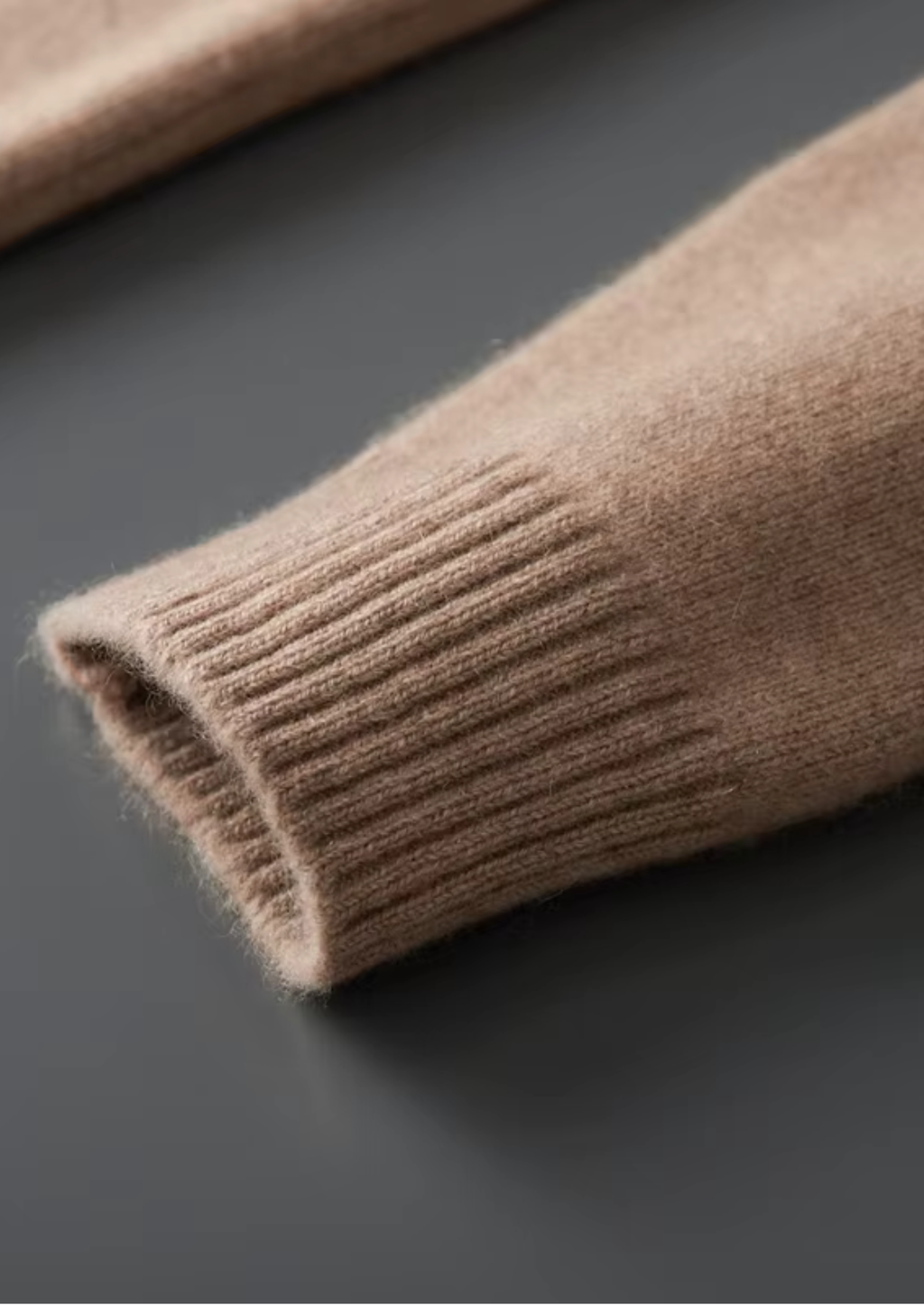 PURE CASHMERE BEIGE FUNNEL NECK CARDIGAN