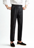 TUSCANY PLEATED COASTAL TROUSERS - Black