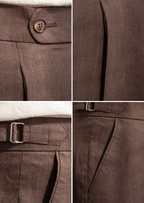 TUSCANY PLEATED COASTAL TROUSERS - Dark Brown