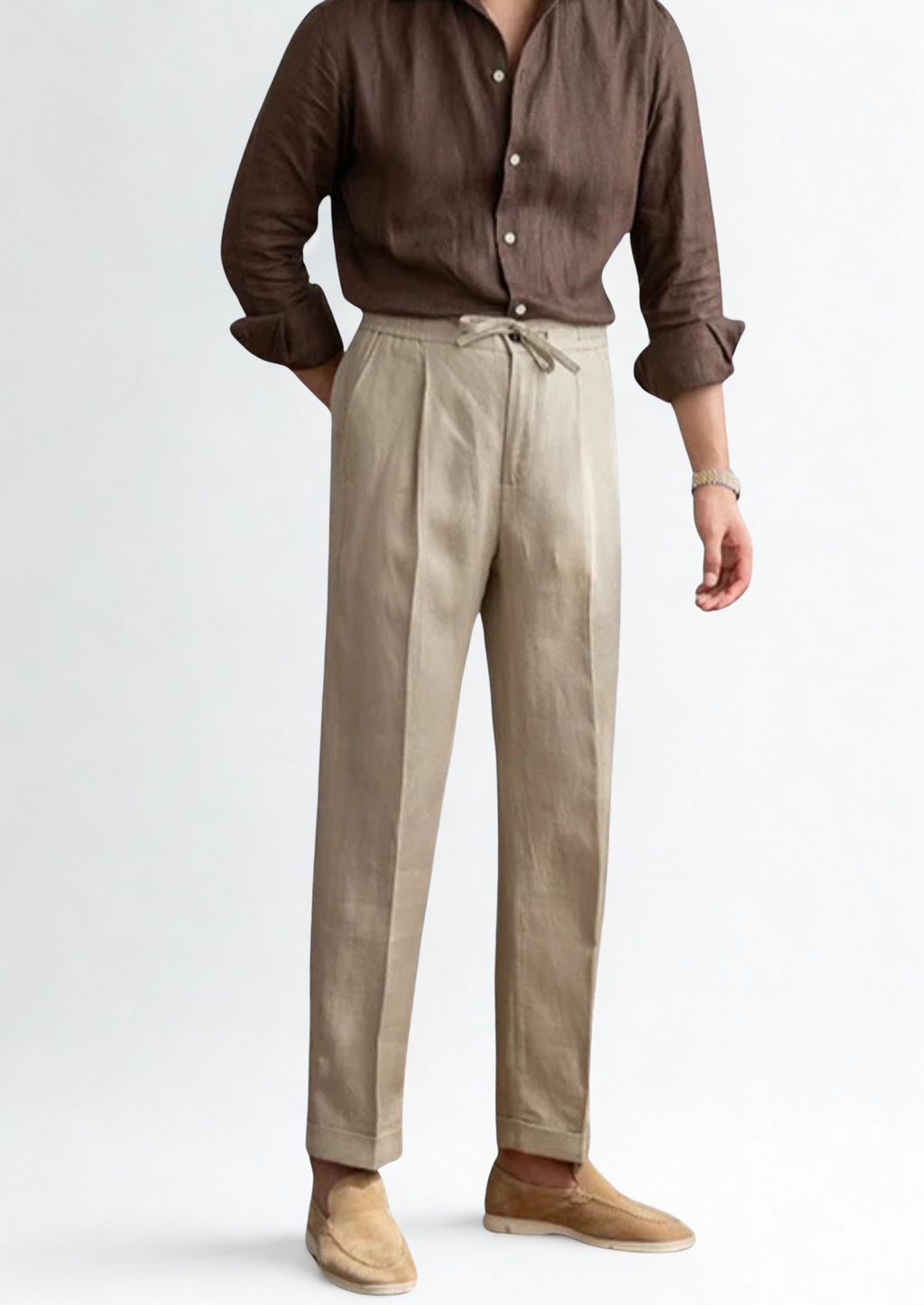 DRAWSTRING COASTAL TROUSERS - Sand