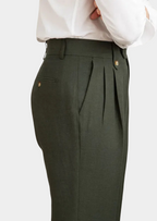 NAPOLI PLEATED COASTAL TROUSERS - Olive