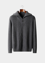 PURE EXTRA-FINE MERINO WOOL HALF ZIP SWEATER
