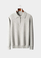 PURE EXTRA-FINE MERINO WOOL HALF ZIP POLO