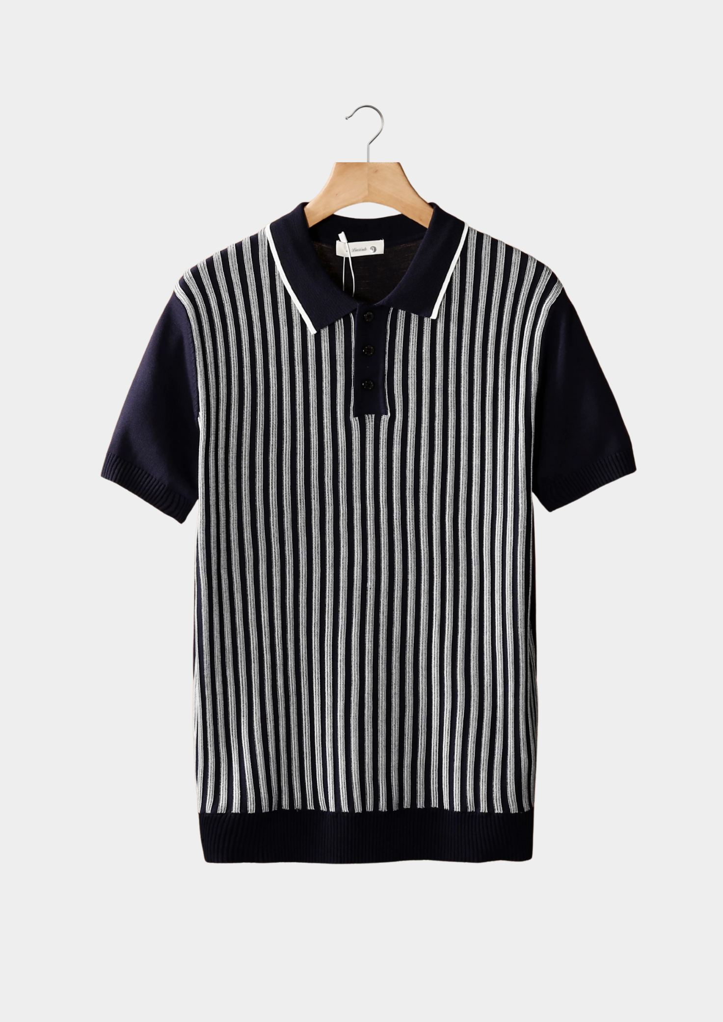 NAVY VERTICAL STRIPED POLO